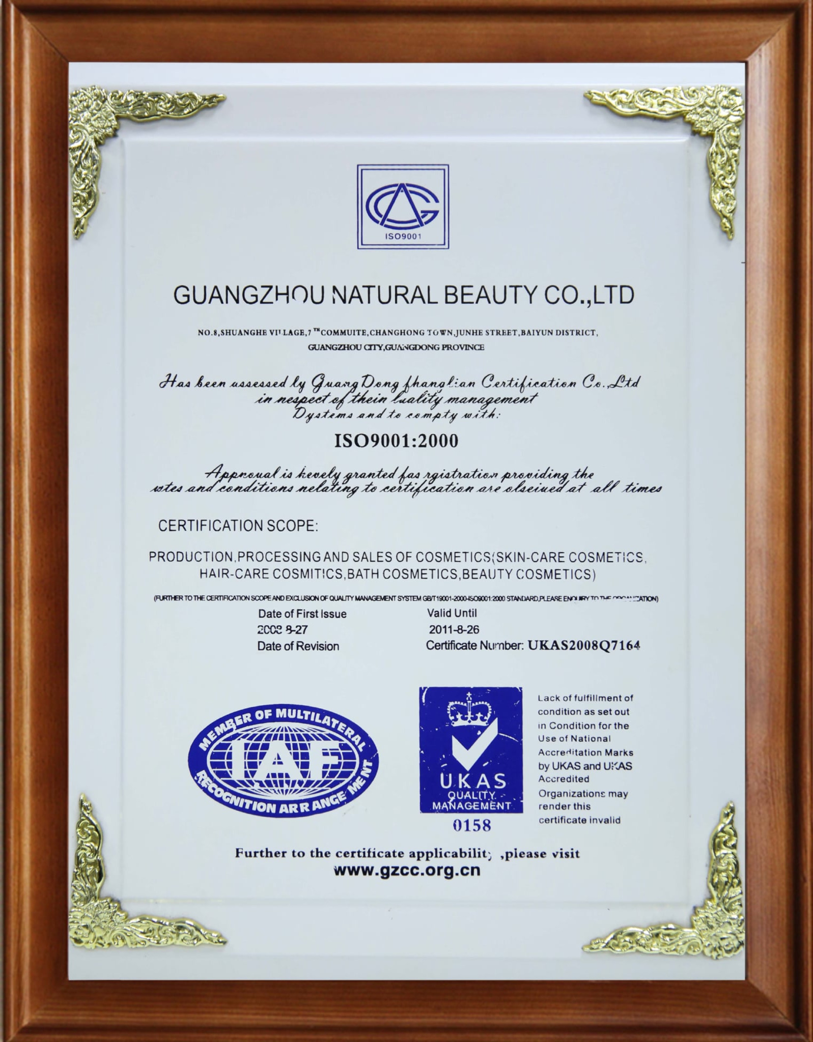 ISO 9001–2000 CERTIFICATE